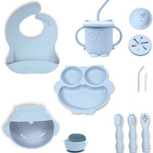 Blue Owl-Themed Kids Dining Set